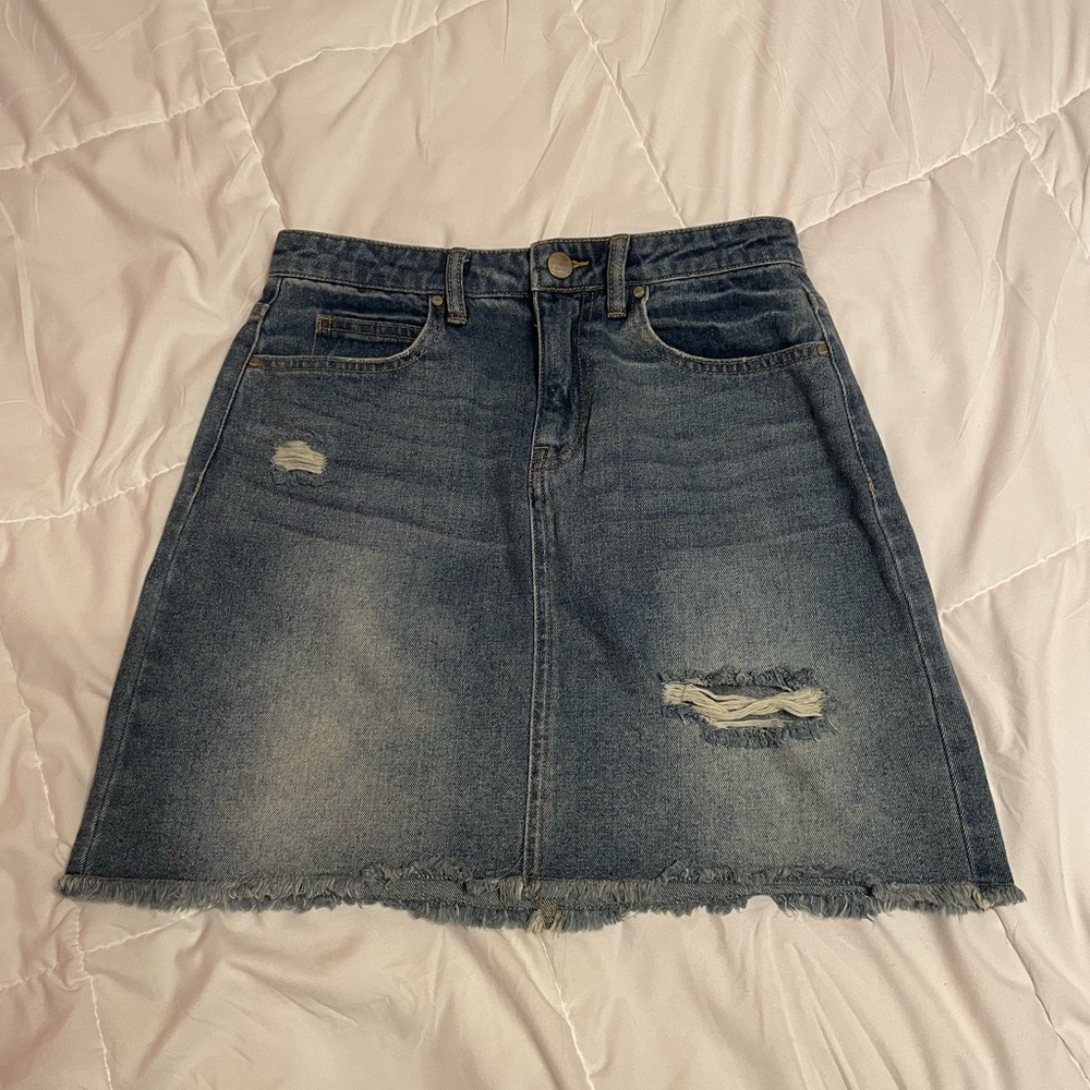 Harper Distressed Denim Skirt